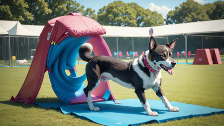 Chill Out Dog Cooling Mat for National Dog Day AI Generated.の素材