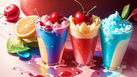 Juicy Delight Celebrating National Cherry Popsicle Day with a Refreshing Treat AI Generated.の素材