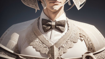 Cutting Edge Elegance A Paper Art Tribute to National Bow Tie Day AI Generated.の素材