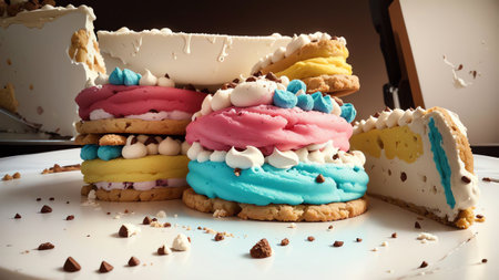 Sweet Delight Marshmallow Bits Ice Cream Sandwich in Pop Art Style AI Generated.の素材