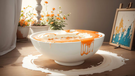 A Taste of Elegance Celebrating National Creamsicle Day with a Mesmerizing Vanilla Oil Painting AI Generated.の素材