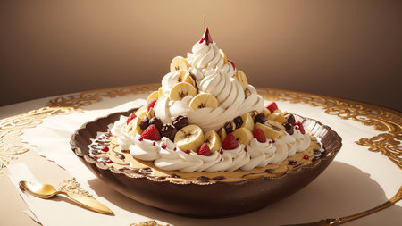 Paper Delights A Whimsical Celebration of National Banana Split Day AI Generated.の素材