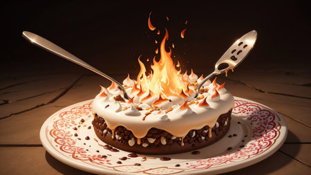 Igniting the Celebration Capturing the Energy of a Fire Starter in Spray Art for National Toasted Marshmallow Day AI Generated.の素材