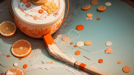 Stitched Delights Celebrating the Creamsicle Stick on National Creamsicle Day AI Generated.の素材