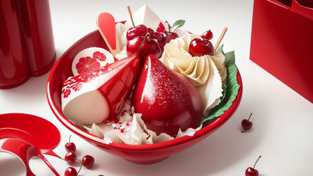 Paper Delights Celebrating National Cherry Popsicle Day with a Charming Ice Pop Paper Art AI Generated.の素材