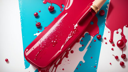Spray of Cherry Celebrating National Cherry Popsicle Day with a Dynamic Cherry Red Spray Art AI Generated.の素材