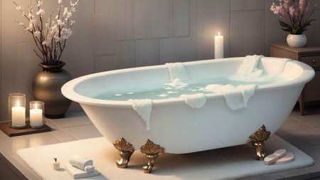 Aromatherapy Oasis Indulging in Scented Bath Salts on National Relaxation Day AI Generated.の素材