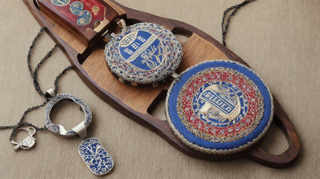 Threaded Elegance Embroidery Art of Beer Bottle Opener Necklace for International Beer Day AI Generated.の素材