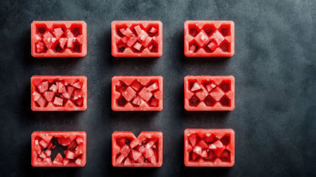 Cooling Delights National Watermelon Day with Watermelon Shaped Ice Cubes AI Generated.の素材
