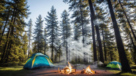 Sparkling Spectacle Campfire Sparks on National Smores Day AI Generated.の素材