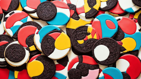 Pop of Flavor Oreo Cookies and Ice Cream in a Vibrant Pop Art Creation AI Generated.の素材