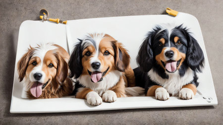 Happy Smiles Celebrating National Dog Day with a Vibrant Dog Dental Chew AI Generated.の素材