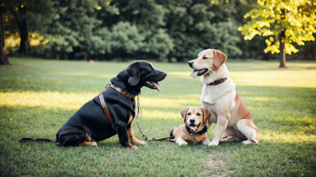 A Walk to Remember The Leash s Serene Presence on National Dog Day AI Generated.の素材