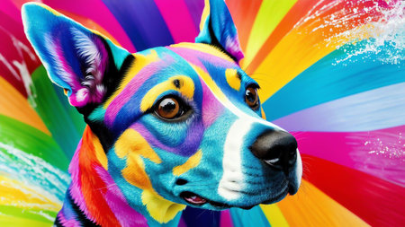 Unleash the Fun National Dog Appreciation Day Comes Alive with a Vibrant Spray Art Dog Harness AI Generated.の素材