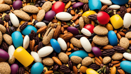 Through the Lens Binoculars and Trail Mix on National Trail Mix Day AI Generated.の素材