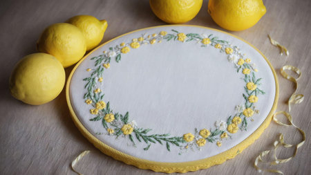 Stitching Citrus Joy Celebrating National Lemon Juice Day with an Embroidered Lemonade Carton AI Generated.の素材