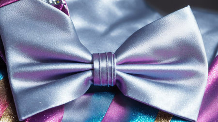 Elegant Sewing Pin on Vibrant Fabric Celebrating National Bow Tie Day AI Generated.の素材