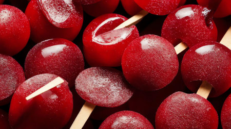 Cherry Pit Explosion A Pop Art Celebration of National Cherry Popsicle Day AI Generated.の素材