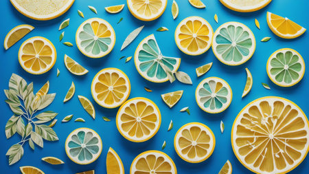 Tangy Paper Delight Celebrating National Lemon Juice Day with Citrus inspired Paper Art AI Generated.の素材
