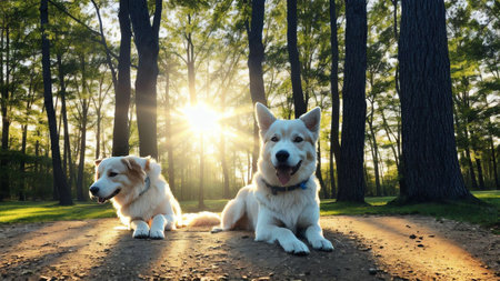 Sun Kissed Protection Dog Sunscreen for National Dog Day AI Generated.の素材