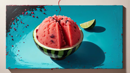 Sorbet Symphony National Watermelon Day Celebrated with a Brush of Sweetness AI Generated.の素材