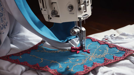 Stitching Elegance Creating a Bow Tie with Needle and Thread AI Generated.の素材