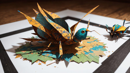 Bug Free S mores A Playful Paper Art Composition AI Generated.の素材