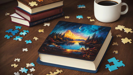 Whispers of Imagination A Book Journal for National Book Lovers Day AI Generated.の素材