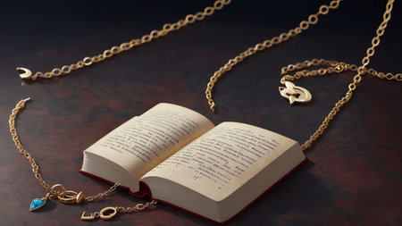 Timeless Elegance Bookish Necklace for National Book Lovers Day AI Generated.の素材