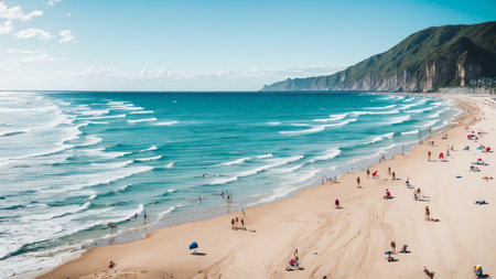 Artistic Rhythms Beach Paddle Serenity AI Generated.の素材