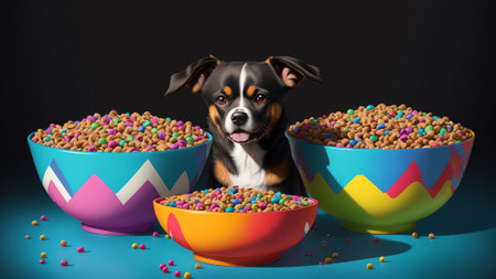 Overflowing Delights A Pop Art Celebration of National Dog Day AI Generated.の素材