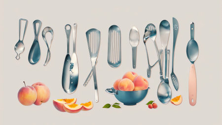 Peachy Measurements National Peach Pie Day Illustration AI Generated.の素材