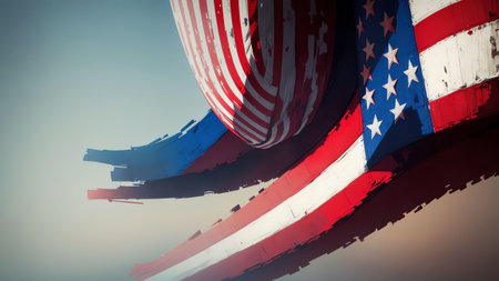 Threads of Unity Patriot Day Red White and Blue Ribbons AI Generated.の素材