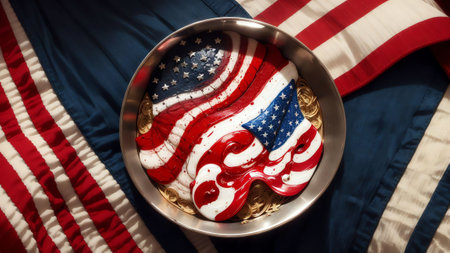Patriot s Pride American Flag Lapel Pin on Patriot Day AI Generated.の素材