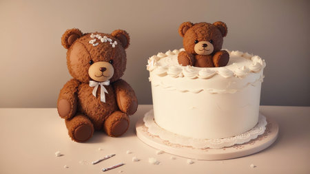 Whimsical Teddy Bear Cookie Cutter for National Teddy Bear Day Baking AI Generated.の素材