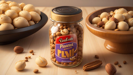 Carry the Peanut Love A Charming Peanut Shaped Keychain for National Peanut Day AI Generated.の素材