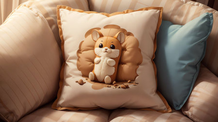 Cozy Peanut Dreams Celebrating National Peanut Day with a Whimsical Pillow AI Generated.の素材