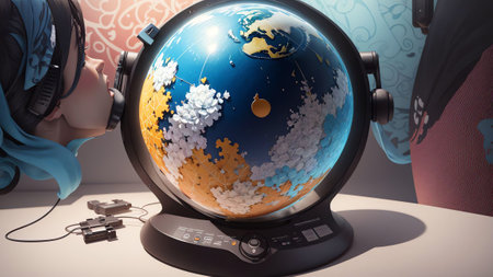 Translating the World Exploring Language Puzzles with Multilingual Headphones on International Translation Day AI Generated.の素材