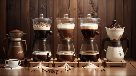 Crafting Excellence Coffee Brewing Kit for National Coffee Day AI Generated.の素材