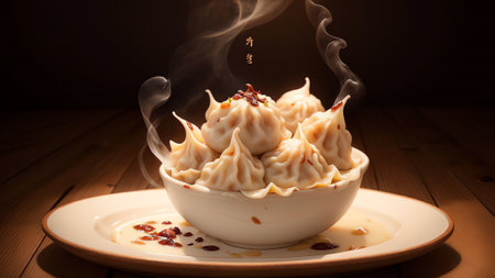 Crunchy Delights A Visual Feast for National Dumpling Day AI Generated.の素材