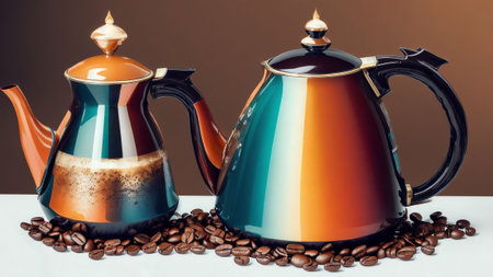 A Symphony of Flavor Celebrating National Coffee Day with a Stunning Coffee Kettle AI Generated.の素材