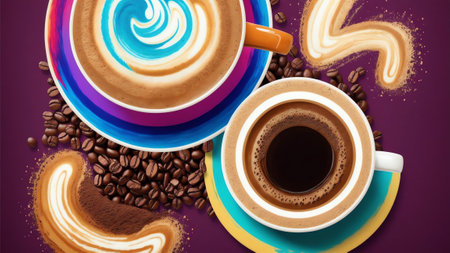 A Burst of Coffee Delight Celebrating National Coffee Day with a Vibrant Decanter AI Generated.の素材