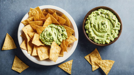 Crunchy Delight A Guacamole Celebration AI Generated.の素材