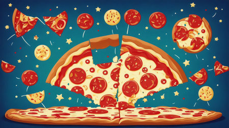 Pepperoni Magic Celebrating National Pepperoni Pizza Day AI Generated.の素材