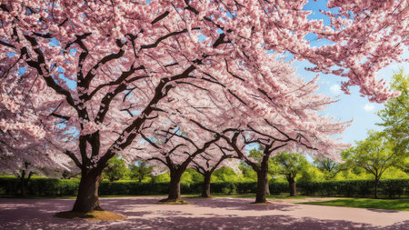 Abundant Beauty Majestic Cherry Tree for National Cherries Jubilee Day AI Generated.の素材