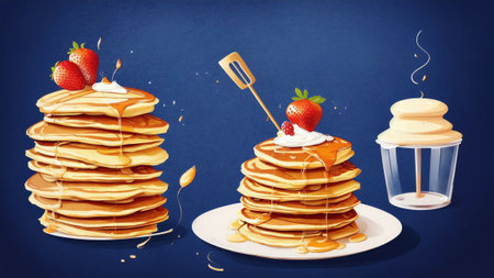 Whisking Up Pancake Magic A Nostalgic Celebration of National Pancake Day AI Generated.の素材