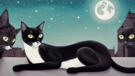Moonlit Guardian of the Night AI Generated.の素材