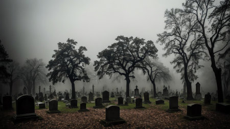 Whispers of the Departed The Creepy Cemetery AI Generated.の素材