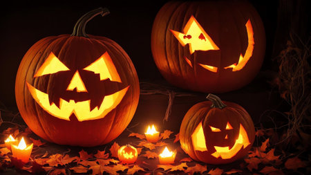 Enchanting Glow of Halloween Delights AI Generated.の素材