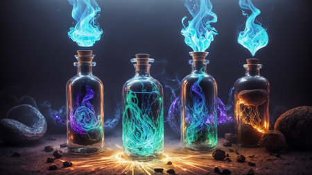 Enchanting Potion Bottle AI Generated.の素材